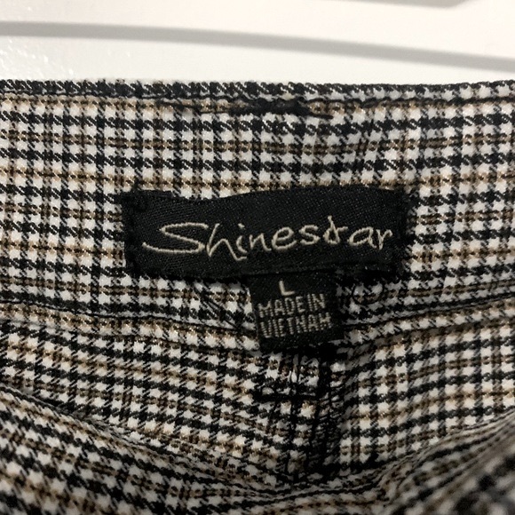 Shinestar Checkered Skinny Pant Black Beige Large Business Casual Date Night - Picture 2 of 8